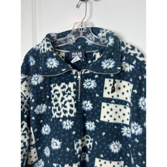 POLAR FORCE WHITE BLUE OVERSIZED FLEECE VTG SIZE MEDIUM - Picture 4 of 9
